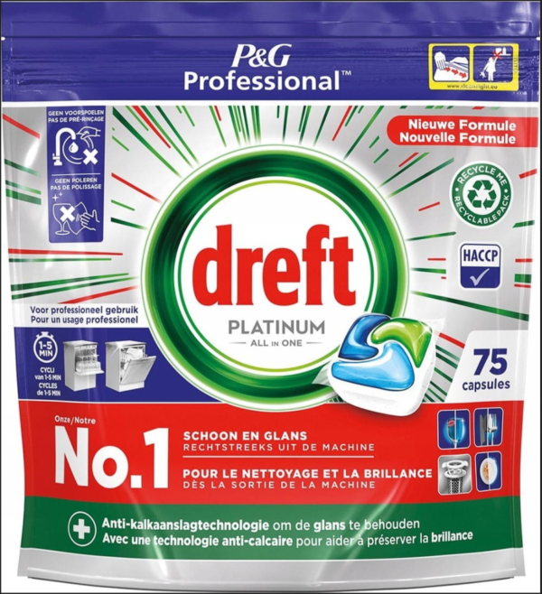 DREFT Platinum All in One ORIGINAL DE- Kapsułki do zmywarki 75 sztuk